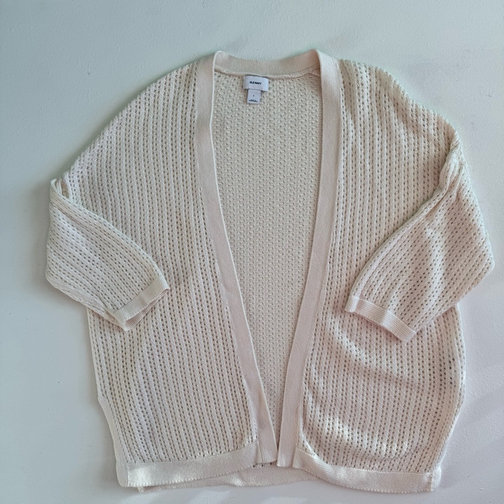 Old Navy Women's Ivory Crochet Open-Front Cardigan Size L